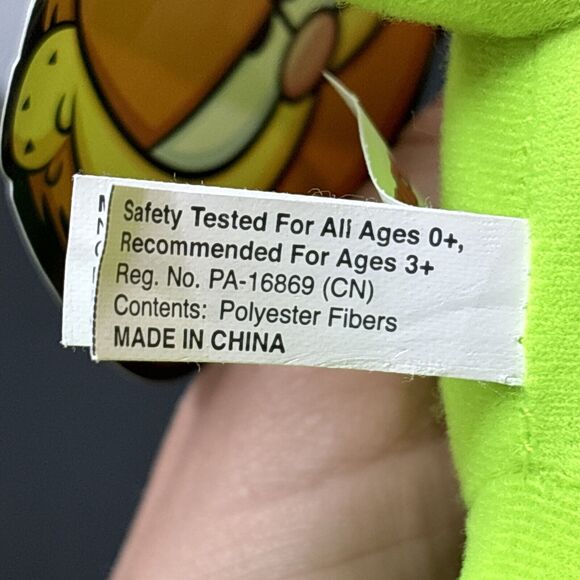 Garfield The Cat 9” Plush Stuffed Animal Neon Green Toy Factory 2022 Nickelodeon - Picture 9 of 9